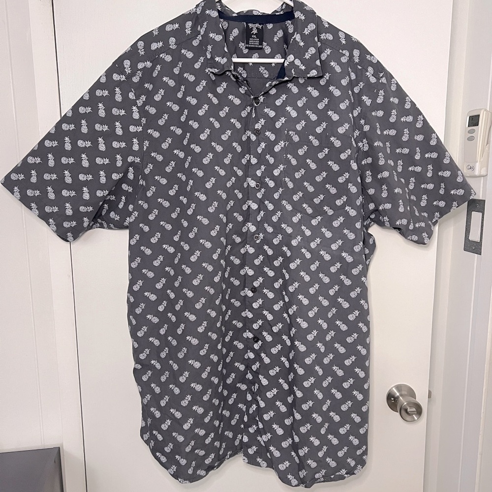 Blue Gear Aloha Shirt Grey with Pineapple Print Size XXL